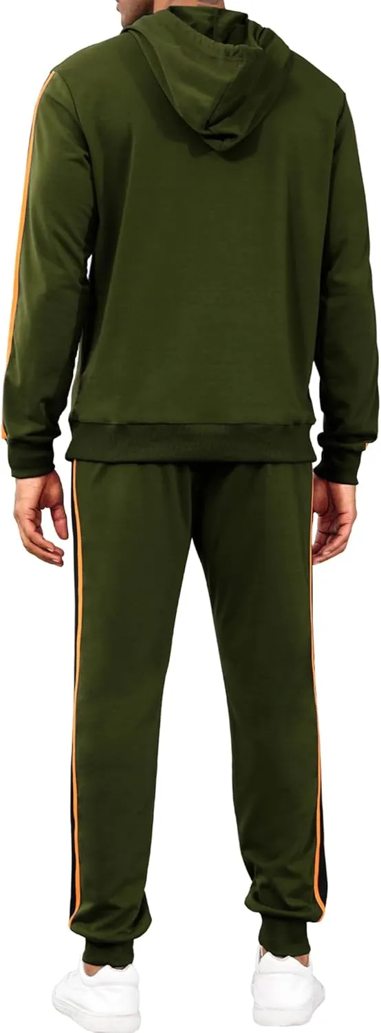 LecGee Men's 2 Piece Outfits Hoodie Sweatshirt Elastic Waist Joggers Sweatpants Casual Athletic Tracksuit Sweatsuit Set