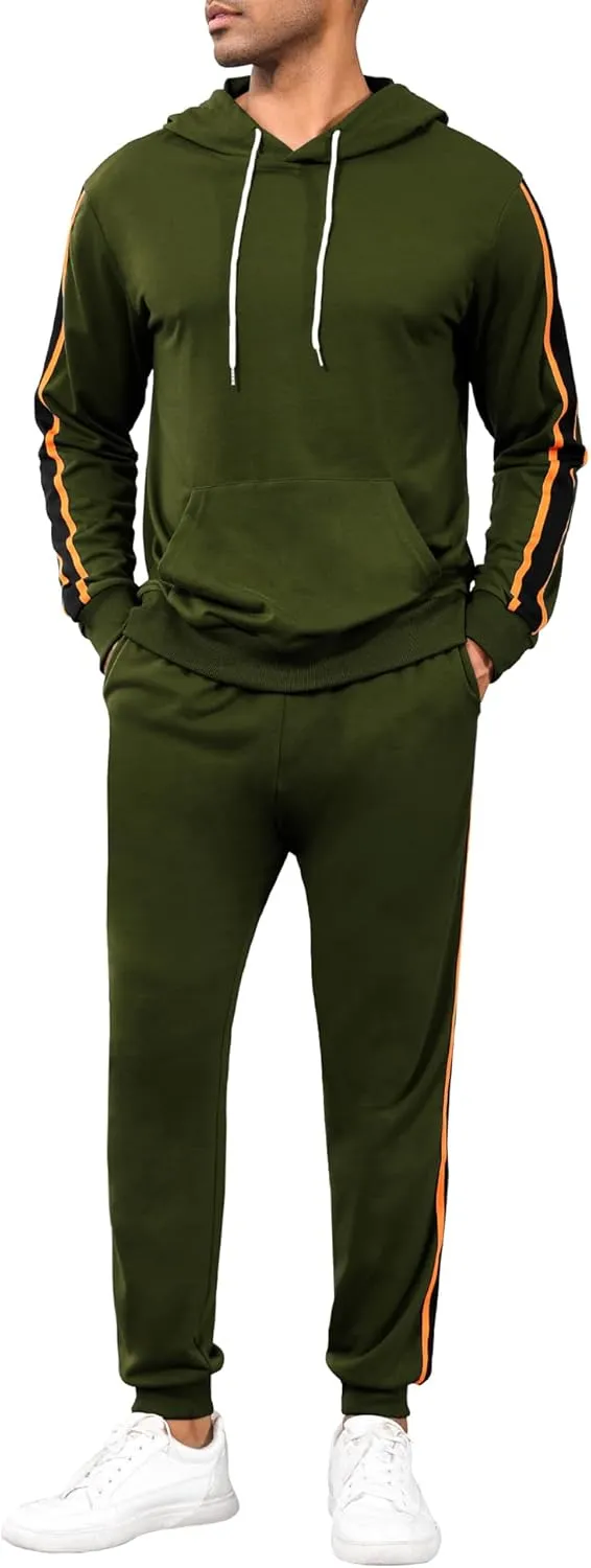 LecGee Men's 2 Piece Outfits Hoodie Sweatshirt Elastic Waist Joggers Sweatpants Casual Athletic Tracksuit Sweatsuit Set