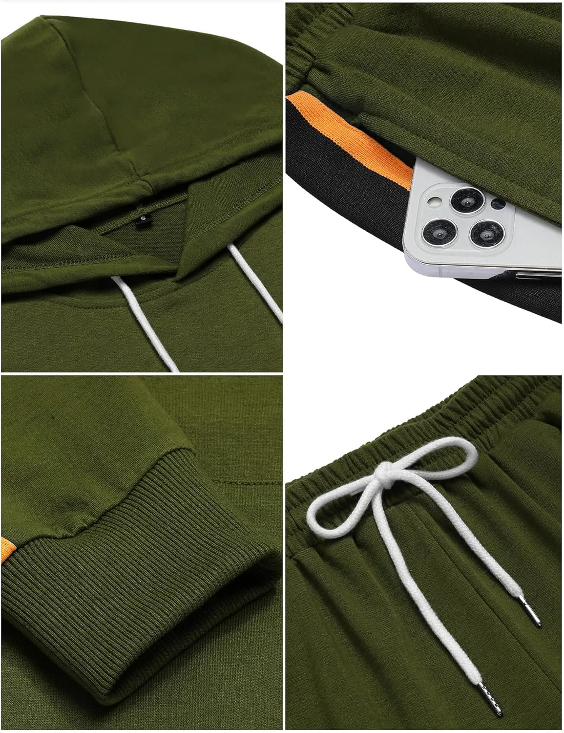 LecGee Men's 2 Piece Outfits Hoodie Sweatshirt Elastic Waist Joggers Sweatpants Casual Athletic Tracksuit Sweatsuit Set