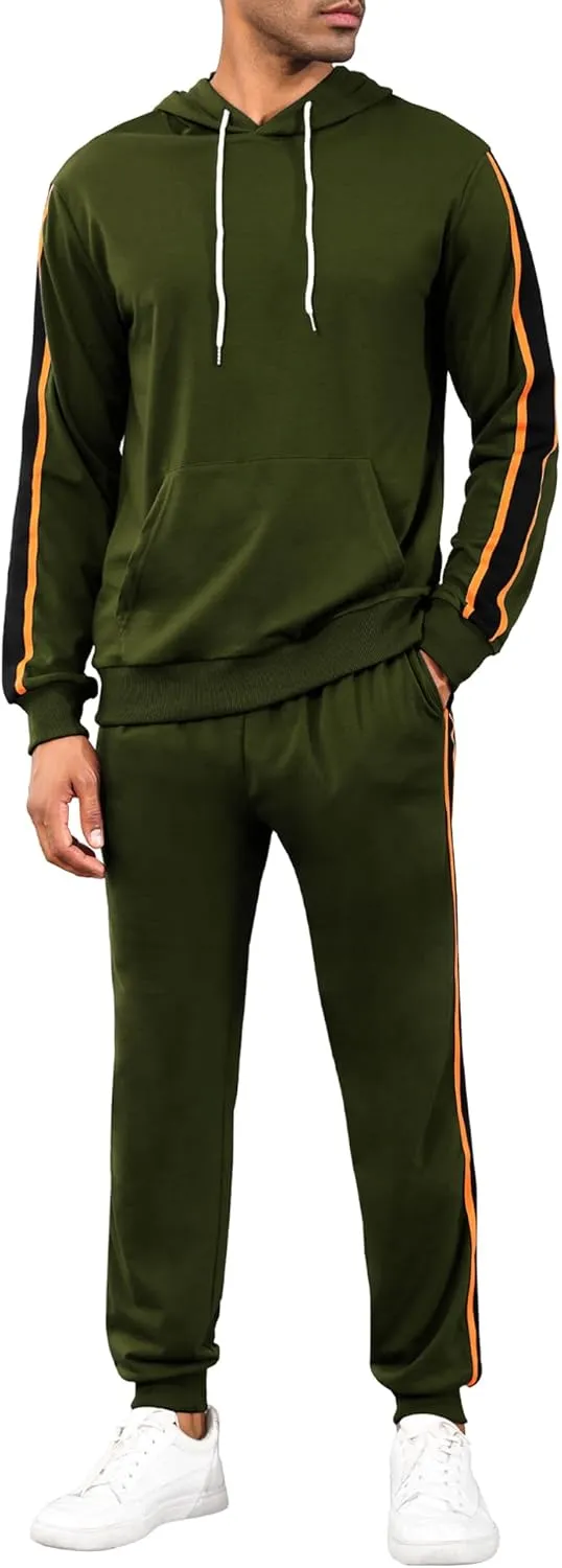 LecGee Men's 2 Piece Outfits Hoodie Sweatshirt Elastic Waist Joggers Sweatpants Casual Athletic Tracksuit Sweatsuit Set