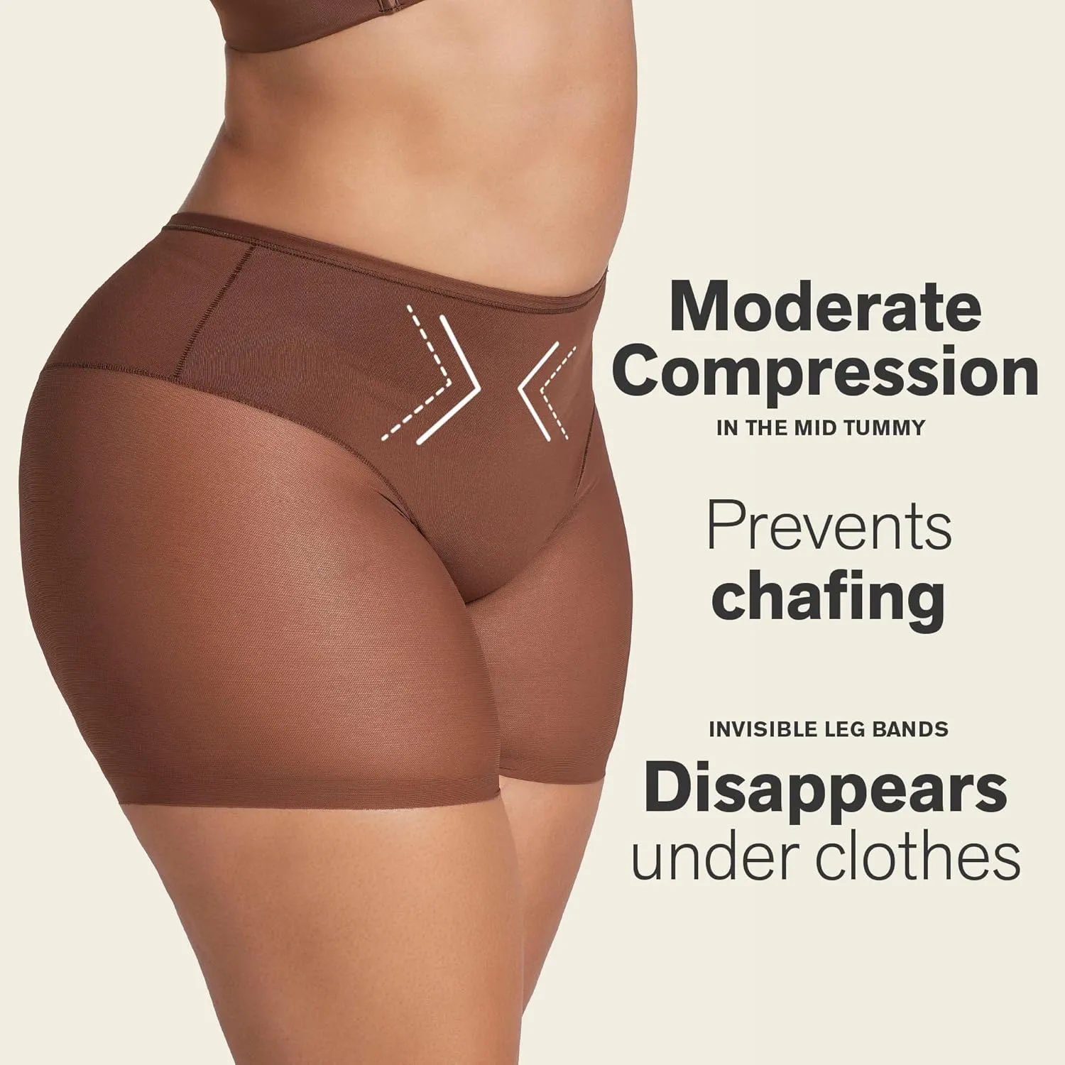 Leonisa Undetectable Sheer Shaper Shorts for Women  Seamless Shapewear Shorts with Anti-Chafing & Butt-Lift Effect
