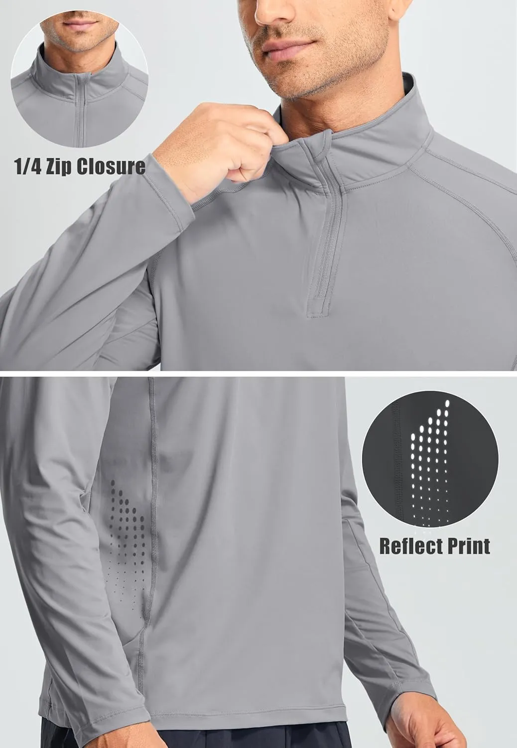 Libin Men's Running Shirts Quarter Zip Pullover Long Sleeve Quick Dry Athletic Workout Shirt Lightweight Sun Hiking Shirt