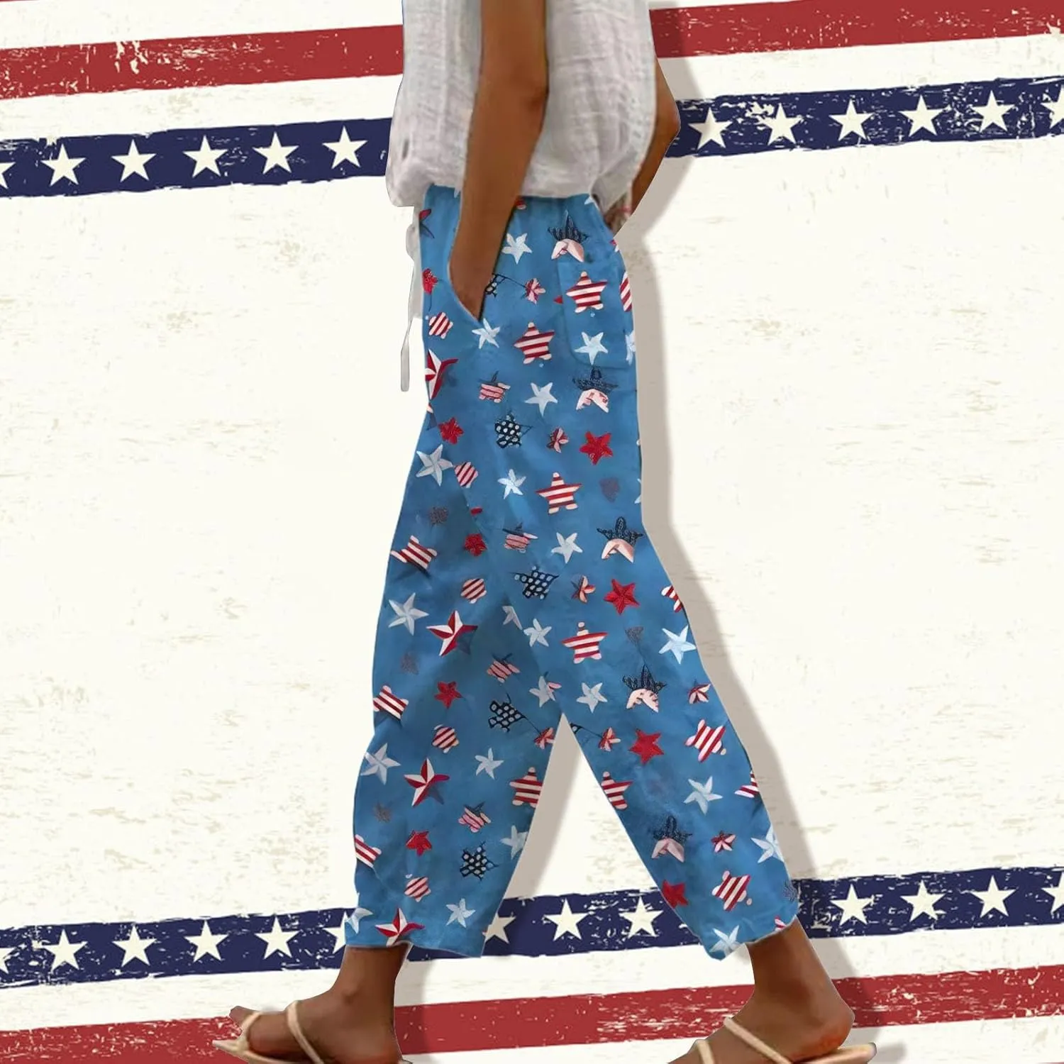 Linen Blend Pants for Women Capri Pants with Pockets Wide Leg Cropped Pants for Women Linen Crop Pants for Women