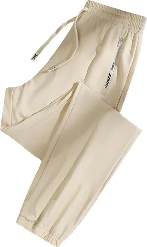 Linen Cropped Trousers for Women Trendy All Seasons Sports Pants Wide Leg with Pockets Casual Linen Joggers for Women
