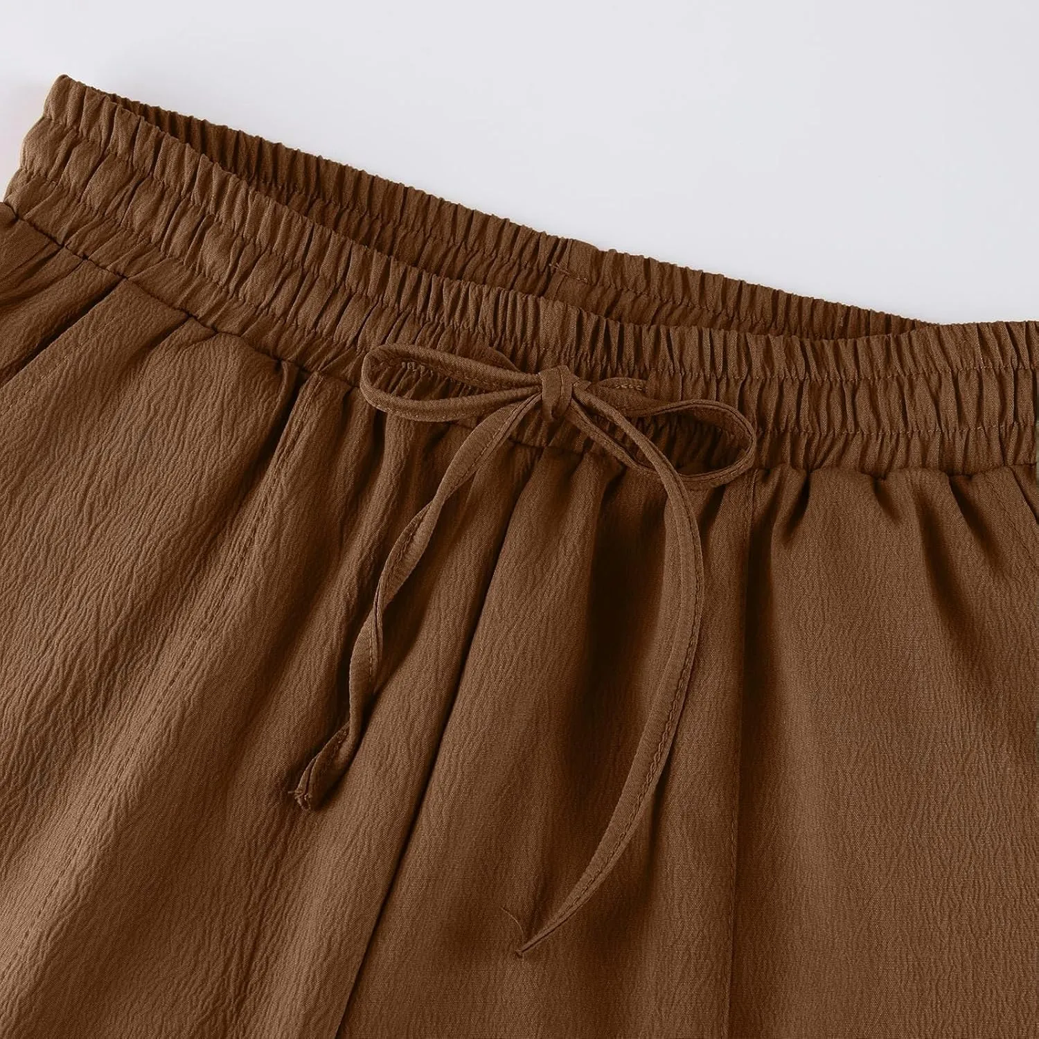 Linen Harem Pants Women Casual Summer High Waisted Beach Pants Baggy Lightweight Cropped Pant with Pockets