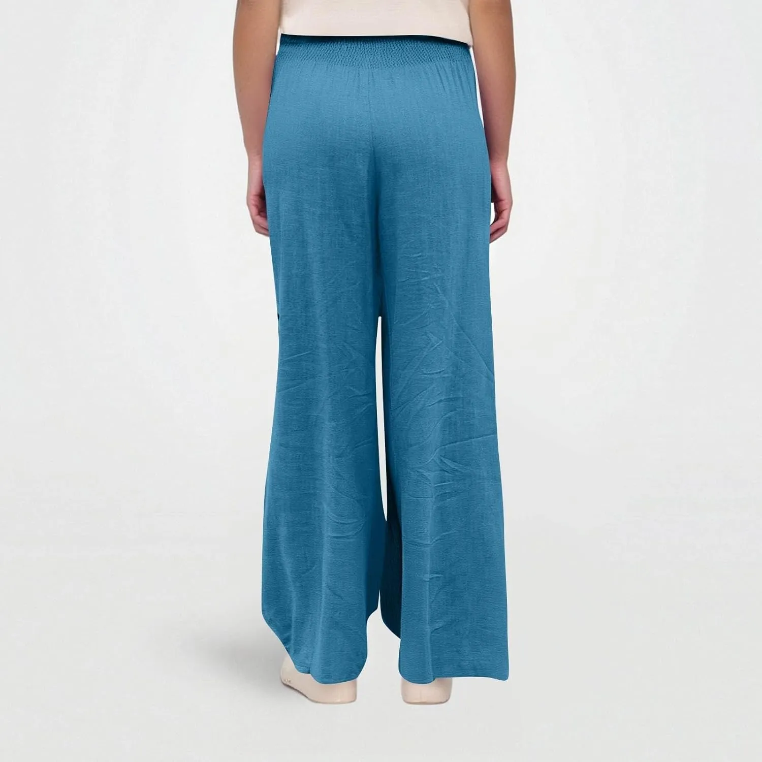 Linen Palazzo Pants for Women Casual Straight Drawstring Beach Loose Linen Outfits Women