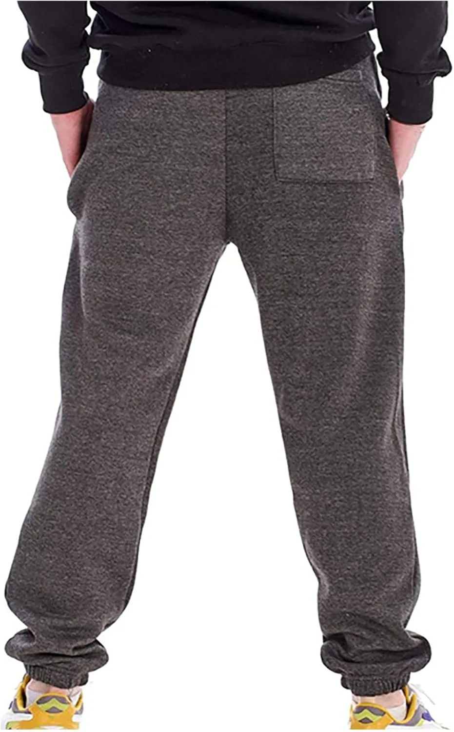 Linen Pants for Men Causal Loose Drawstring Elastic Waist Plush Thickened Solid Sweatpants Athletic-Fit Trousers