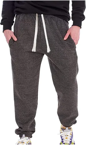 Linen Pants for Men Causal Loose Drawstring Elastic Waist Plush Thickened Solid Sweatpants Athletic-Fit Trousers