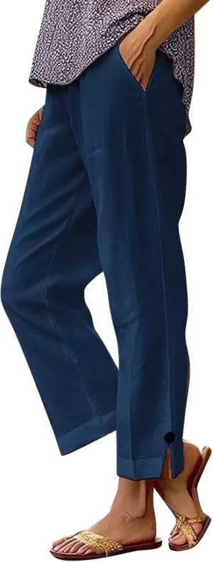 Linen Pants Women 2025 Summer Casual Loose Wide Leg Palazzo Pants Spring High Waist Beach Vacation Outfits for Women