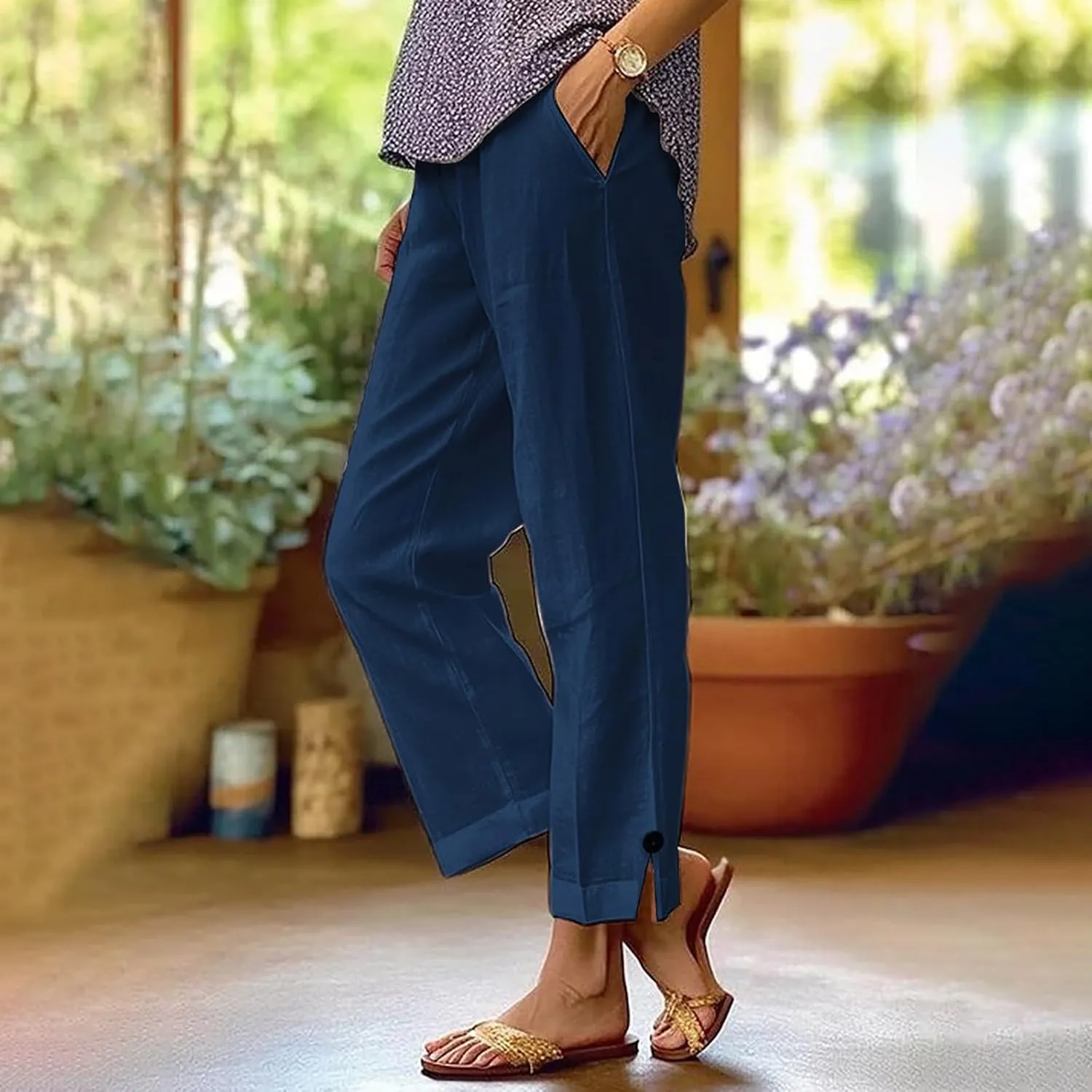 Linen Pants Women 2025 Summer Casual Loose Wide Leg Palazzo Pants Spring High Waist Beach Vacation Outfits for Women
