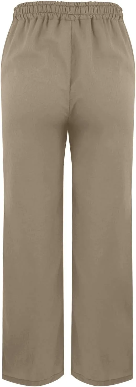 Linen Pants Women Petite 2025 Trendy Slit Wide Leg Beach Pants Casual Loose Fit Lightweight Trousers with Pockets