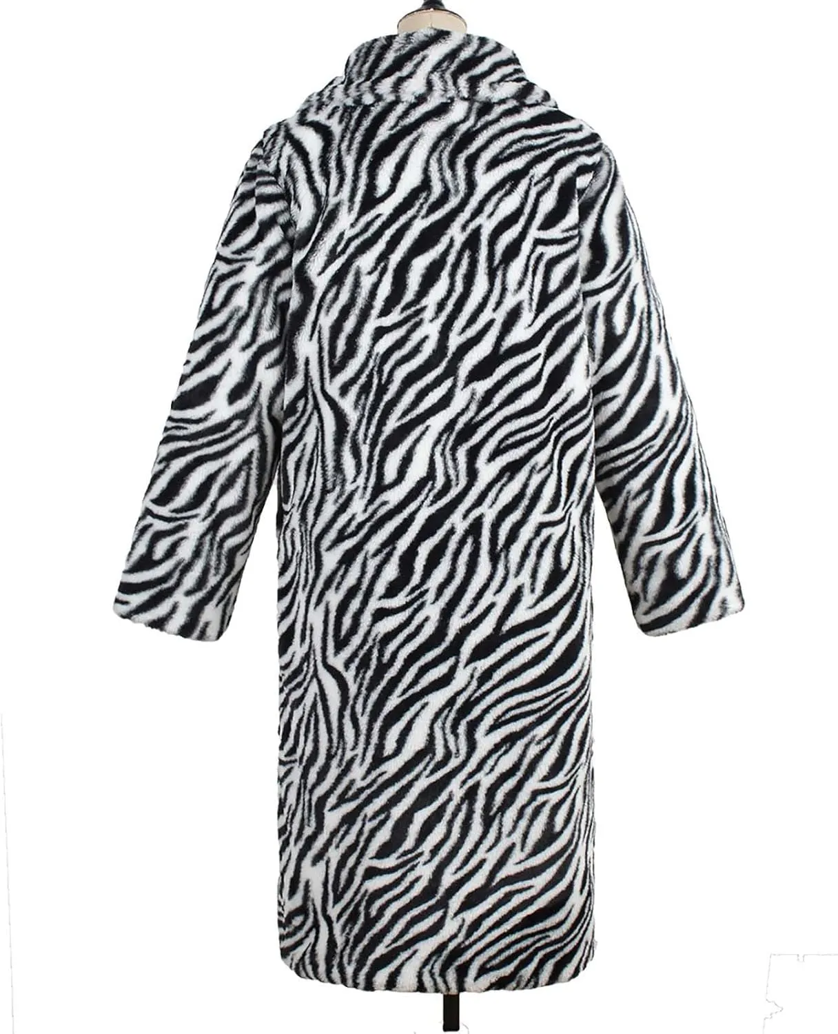 Lmdudan Womens 2024 Winter Faux Fur Coat Leopard Print Fleece Long Jacket Retro Lapel Warm Overcoat Plus Size Trench Coats