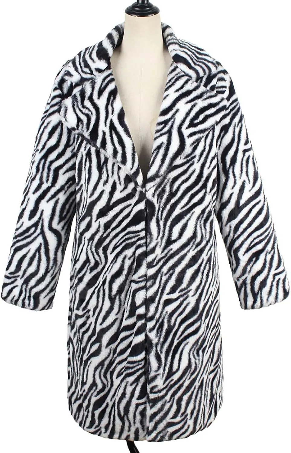 Lmdudan Womens 2024 Winter Faux Fur Coat Leopard Print Fleece Long Jacket Retro Lapel Warm Overcoat Plus Size Trench Coats