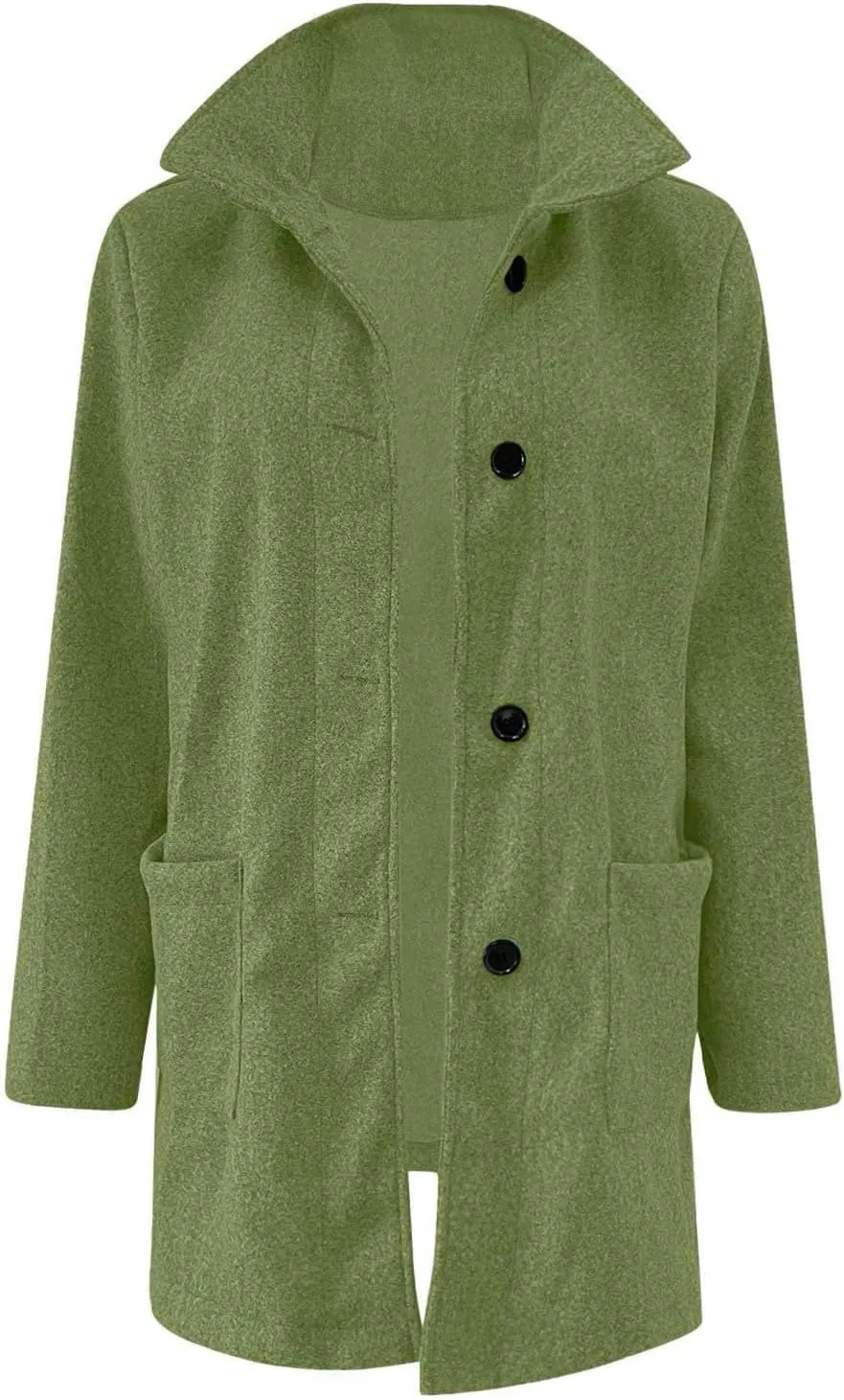 LOAIHA Long Pea Coat for Women Stand CollarThicken Wool Coats Casual Single Breasted Trench Jackets with Hood