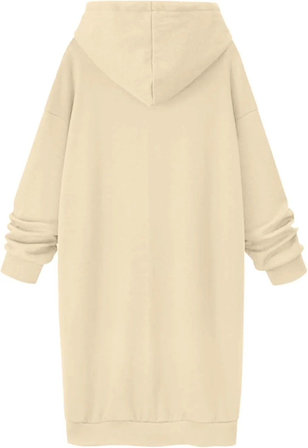 Long Hoodies for Women Oversize Longline Pullover Sweatshirt Split Hem Drawstring Hoodie Dress with Kangaroo Pocket