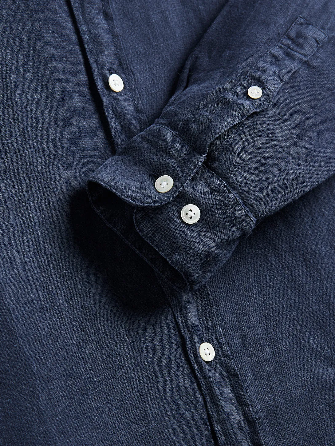 Long Sleeve Linen Shirt - Navy