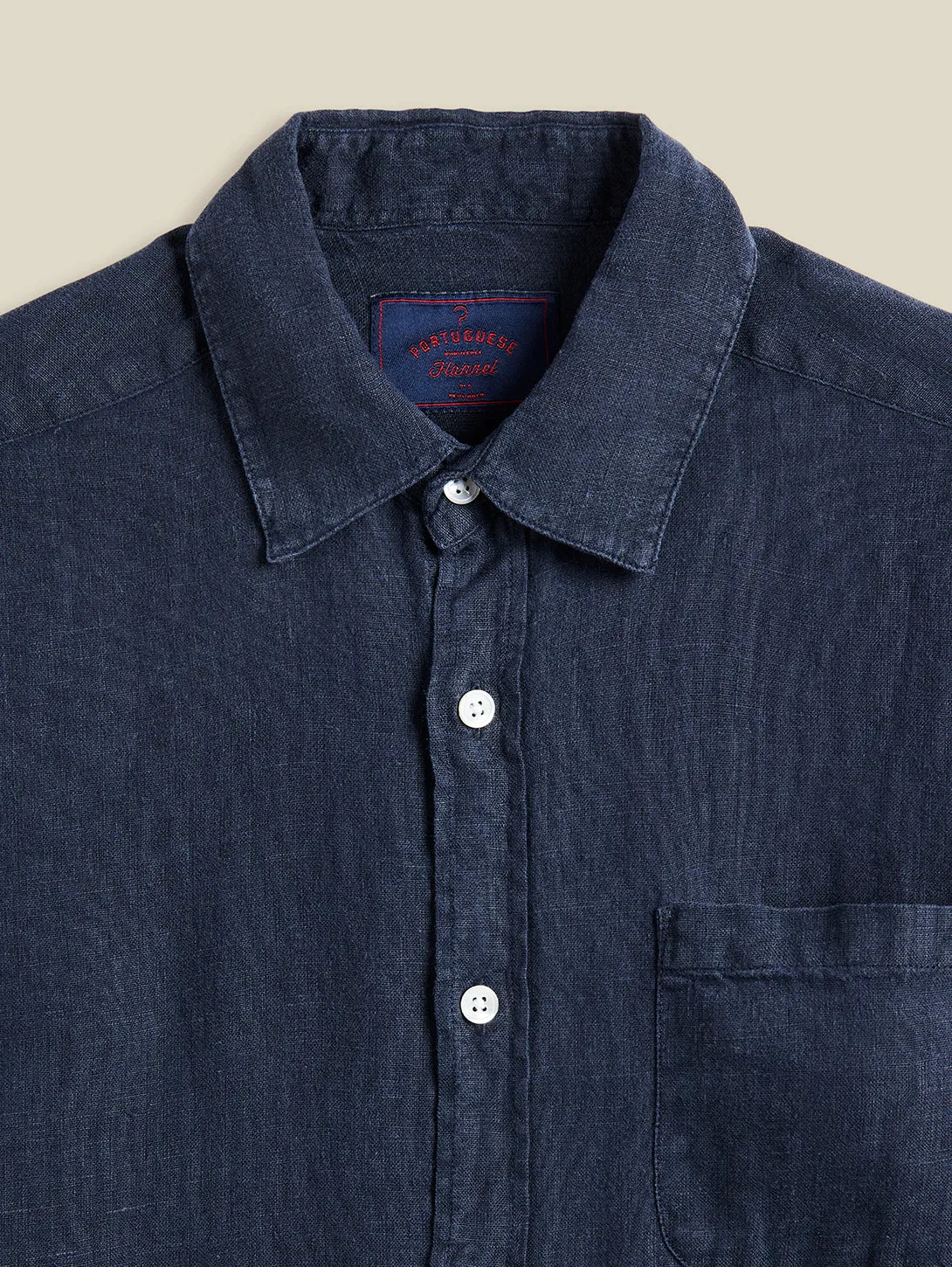 Long Sleeve Linen Shirt - Navy