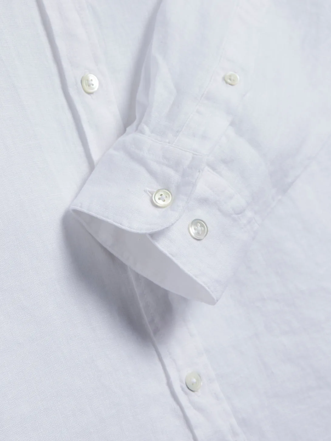 Long Sleeve Linen Shirt - White