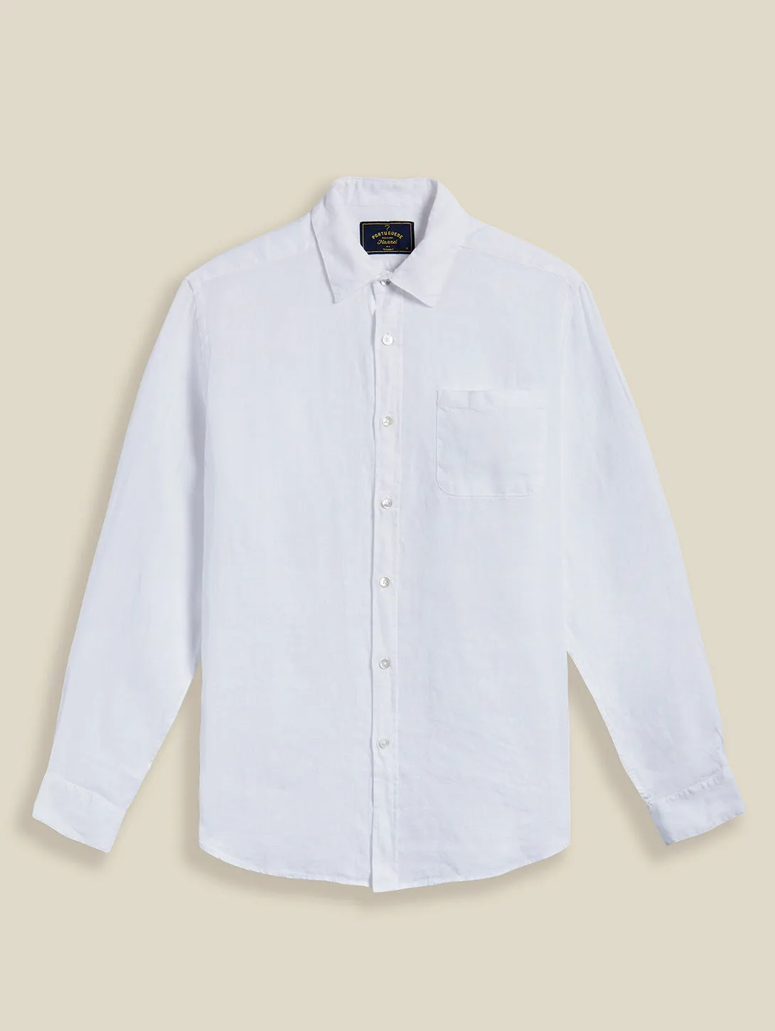 Long Sleeve Linen Shirt - White