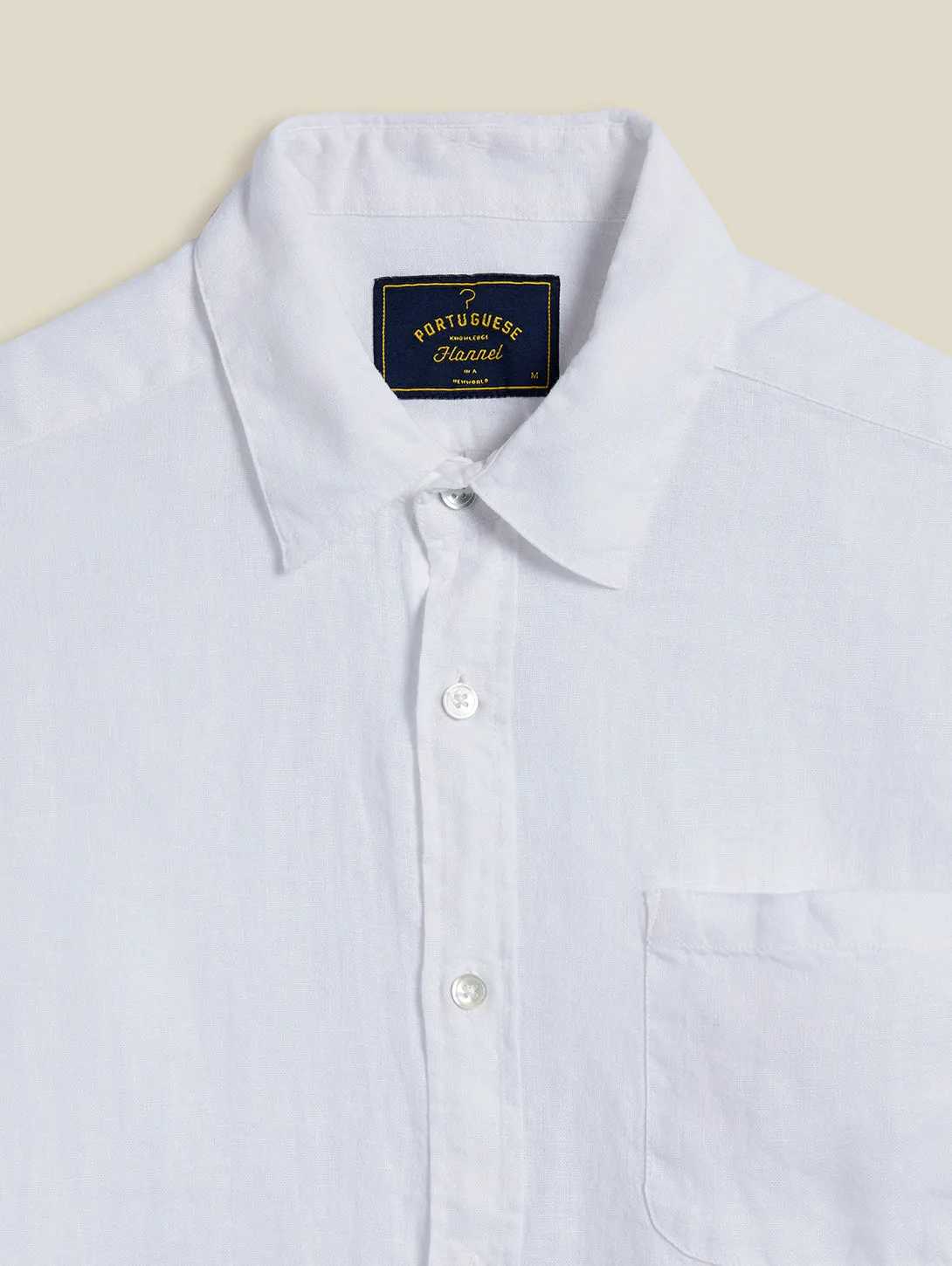 Long Sleeve Linen Shirt - White