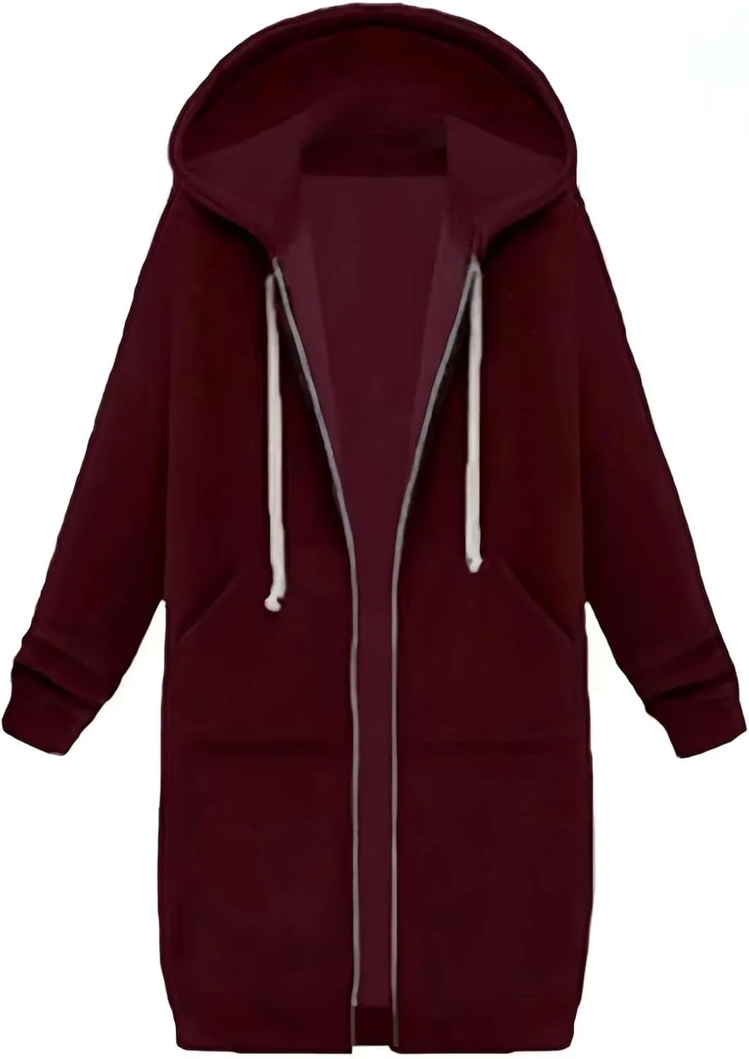 Long Zipper Hoodies for Women Long Sleeve Fall Oversized Sweatshirts Fleece Y2K Jacket with Pockets Fashion Clothes