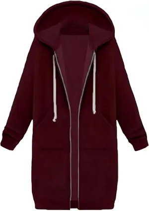 Long Zipper Hoodies for Women Long Sleeve Fall Oversized Sweatshirts Fleece Y2K Jacket with Pockets Fashion Clothes