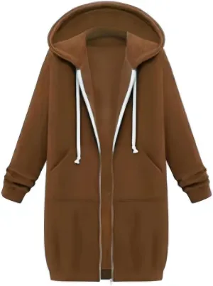 Long Zipper Hoodies for Women Long Sleeve Fall Oversized Sweatshirts Fleece Y2K Jacket with Pockets Fashion Clothes