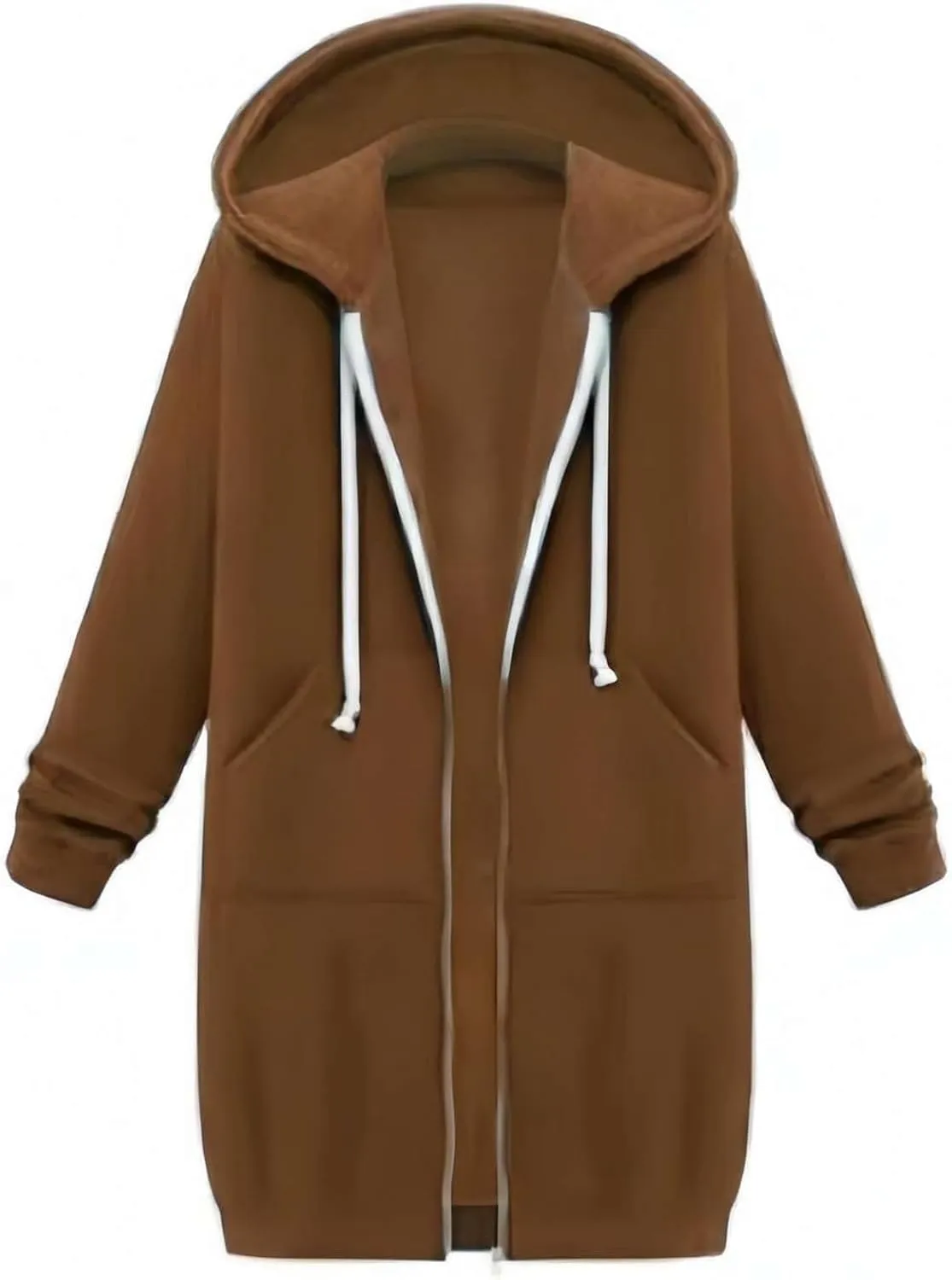 Long Zipper Hoodies for Women Long Sleeve Fall Oversized Sweatshirts Fleece Y2K Jacket with Pockets Fashion Clothes