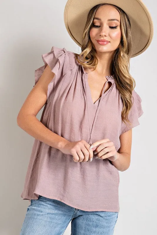 Louisa Tiered Ruffle Sleeve Short Sleeve Blouse