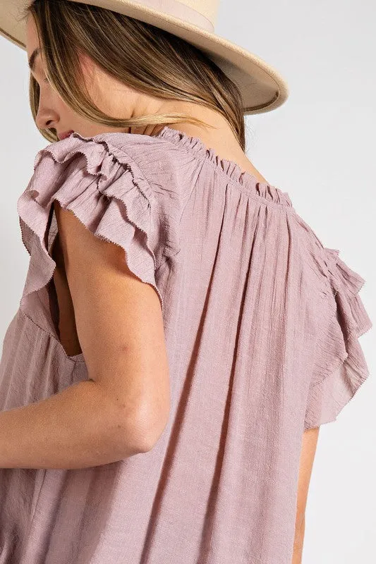 Louisa Tiered Ruffle Sleeve Short Sleeve Blouse