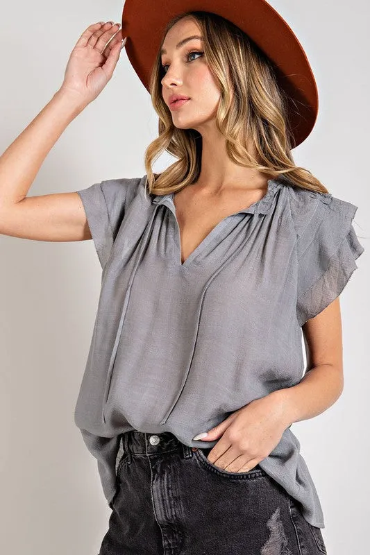 Louisa Tiered Ruffle Sleeve Short Sleeve Blouse