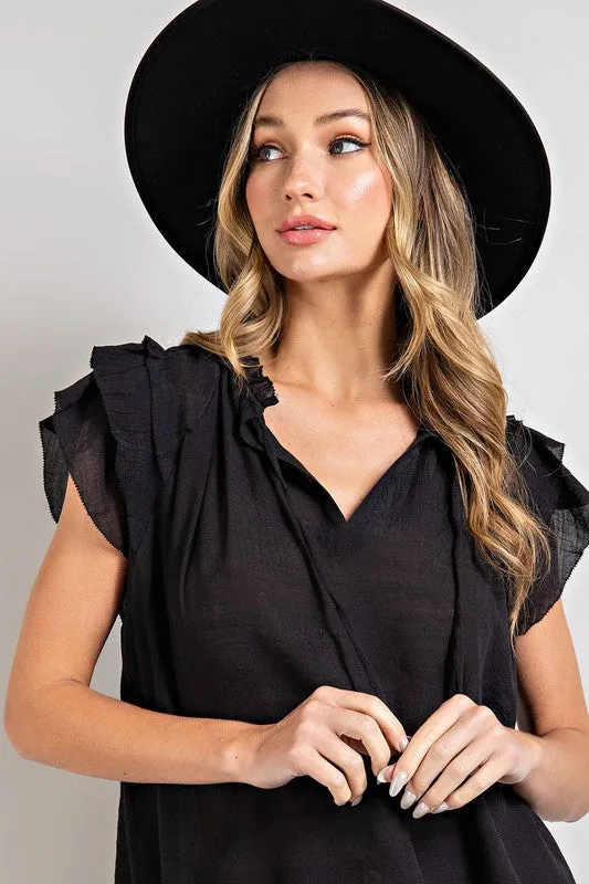 Louisa Tiered Ruffle Sleeve Short Sleeve Blouse