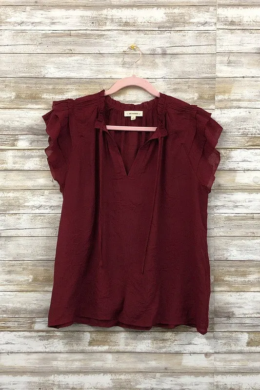 Louisa Tiered Ruffle Sleeve Short Sleeve Blouse