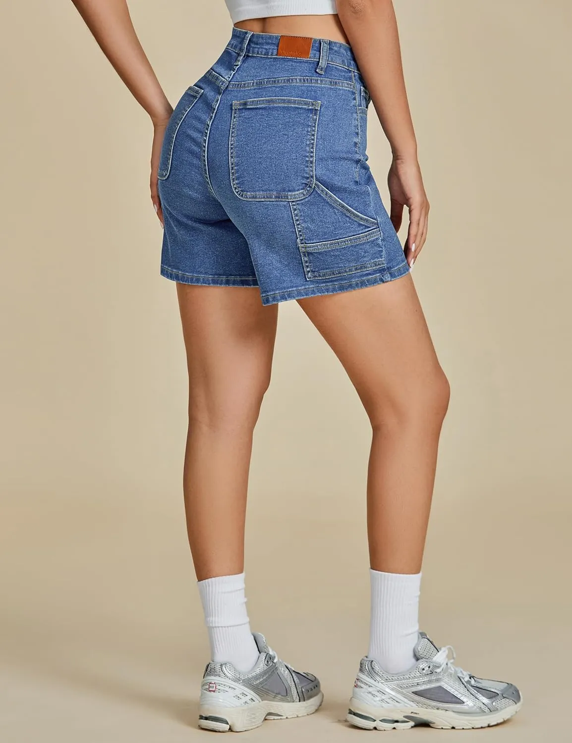 luvamia Jean Shorts for Women High Waisted Trendy Casual Utility Stretchy Denim Jorts Cutoff Long Shorts with Pockets