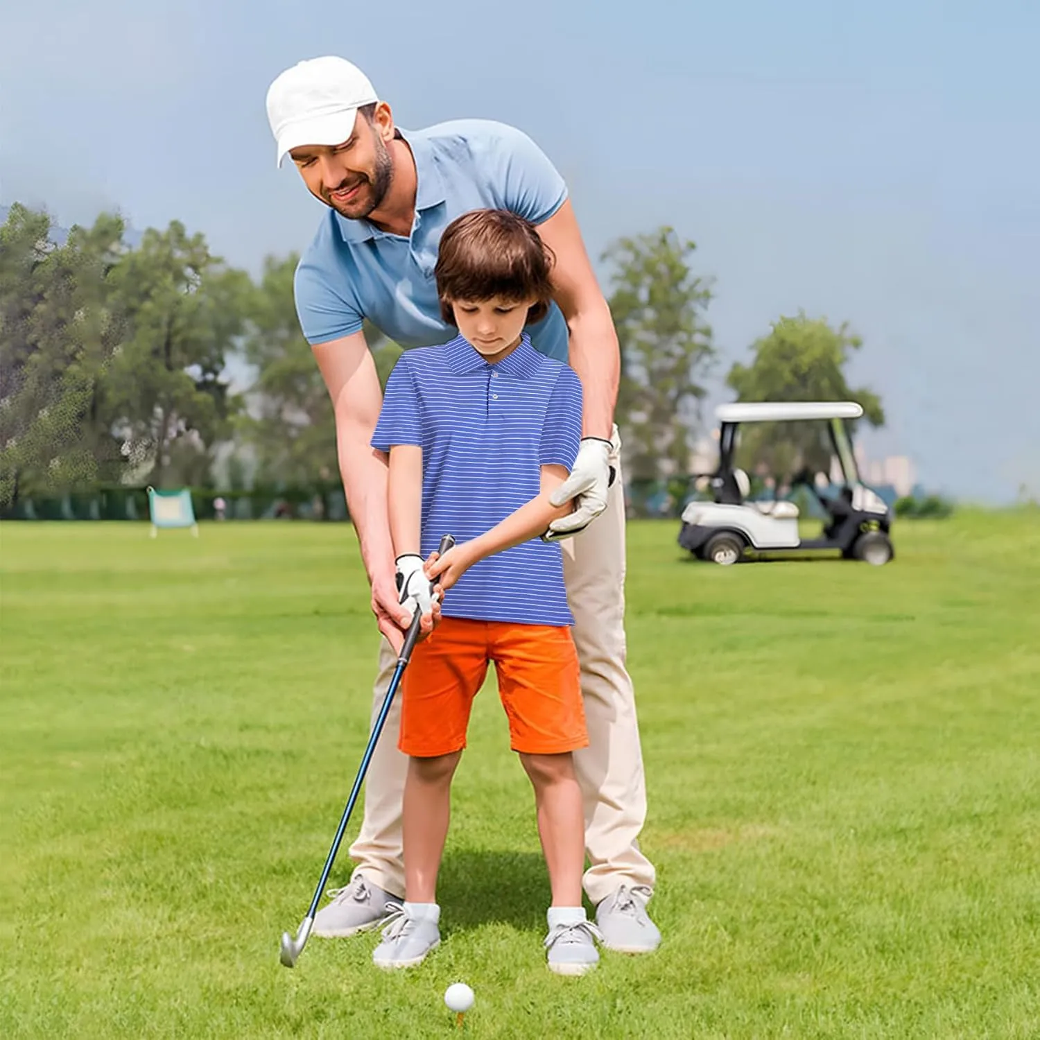 M MAELREG Boys' Polo Shirt Striped Short Sleeve Moisture Wicking Performance Stretch Active Casual Collared Kids Golf Shirt