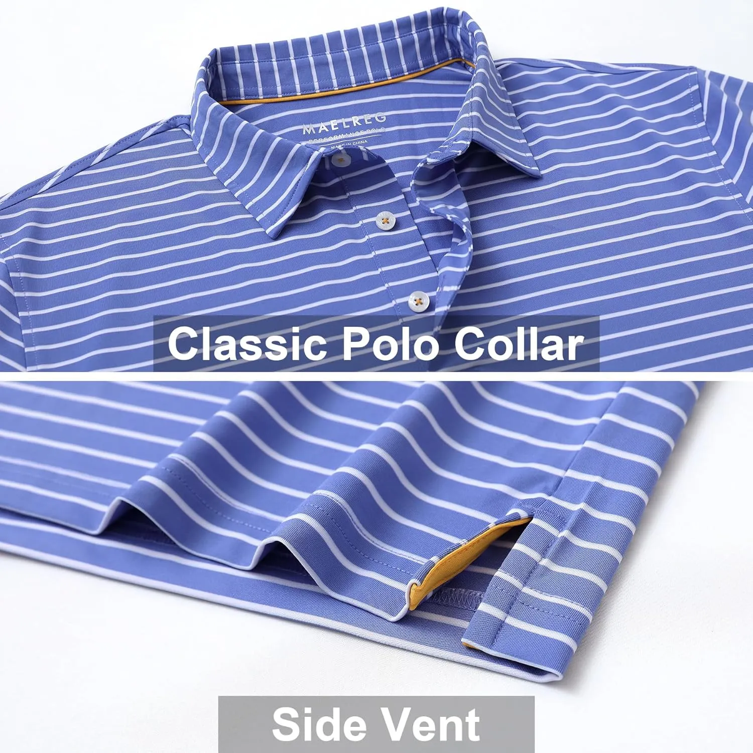 M MAELREG Boys' Polo Shirt Striped Short Sleeve Moisture Wicking Performance Stretch Active Casual Collared Kids Golf Shirt