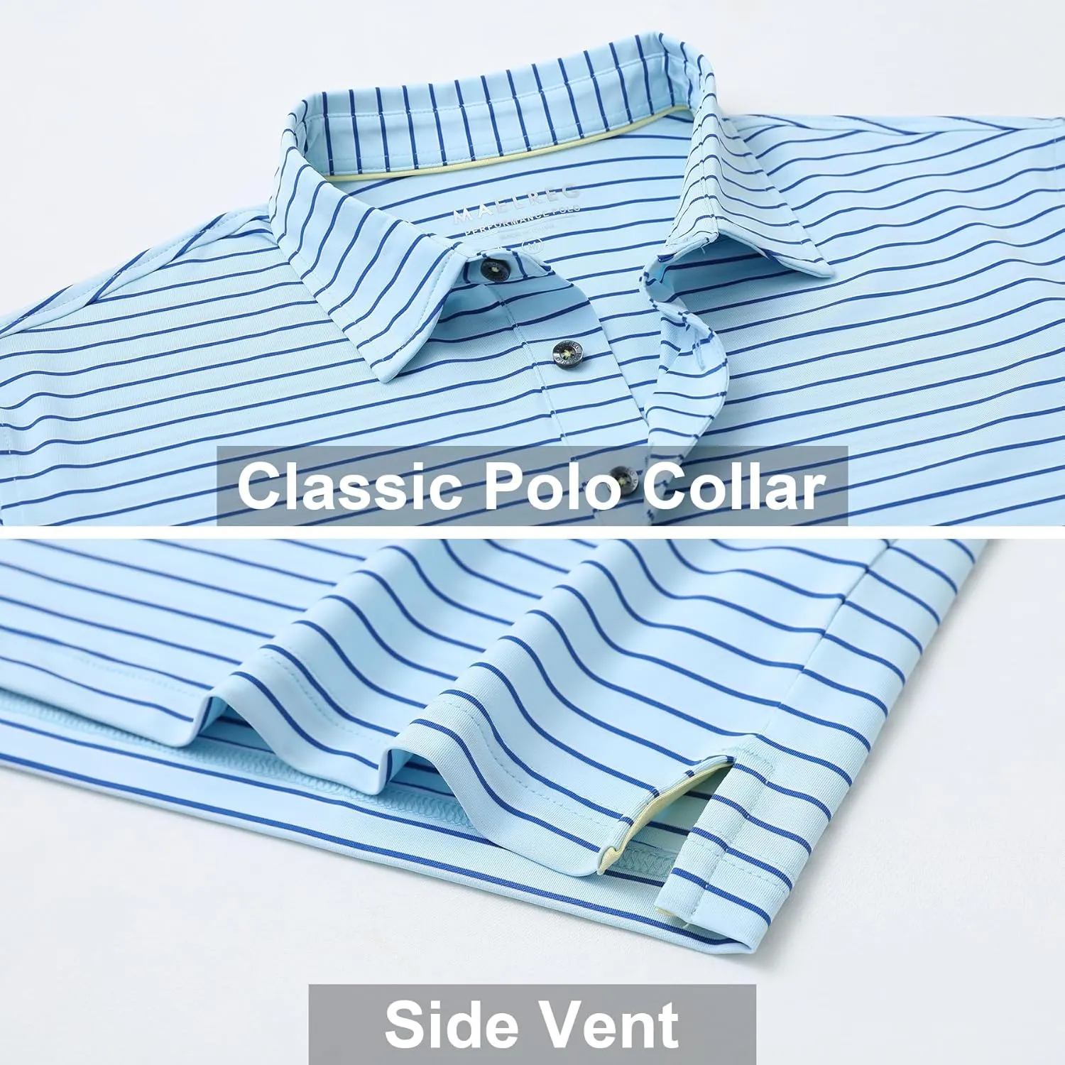 M MAELREG Boys' Polo Shirt Striped Short Sleeve Moisture Wicking Performance Stretch Active Casual Collared Kids Golf Shirt