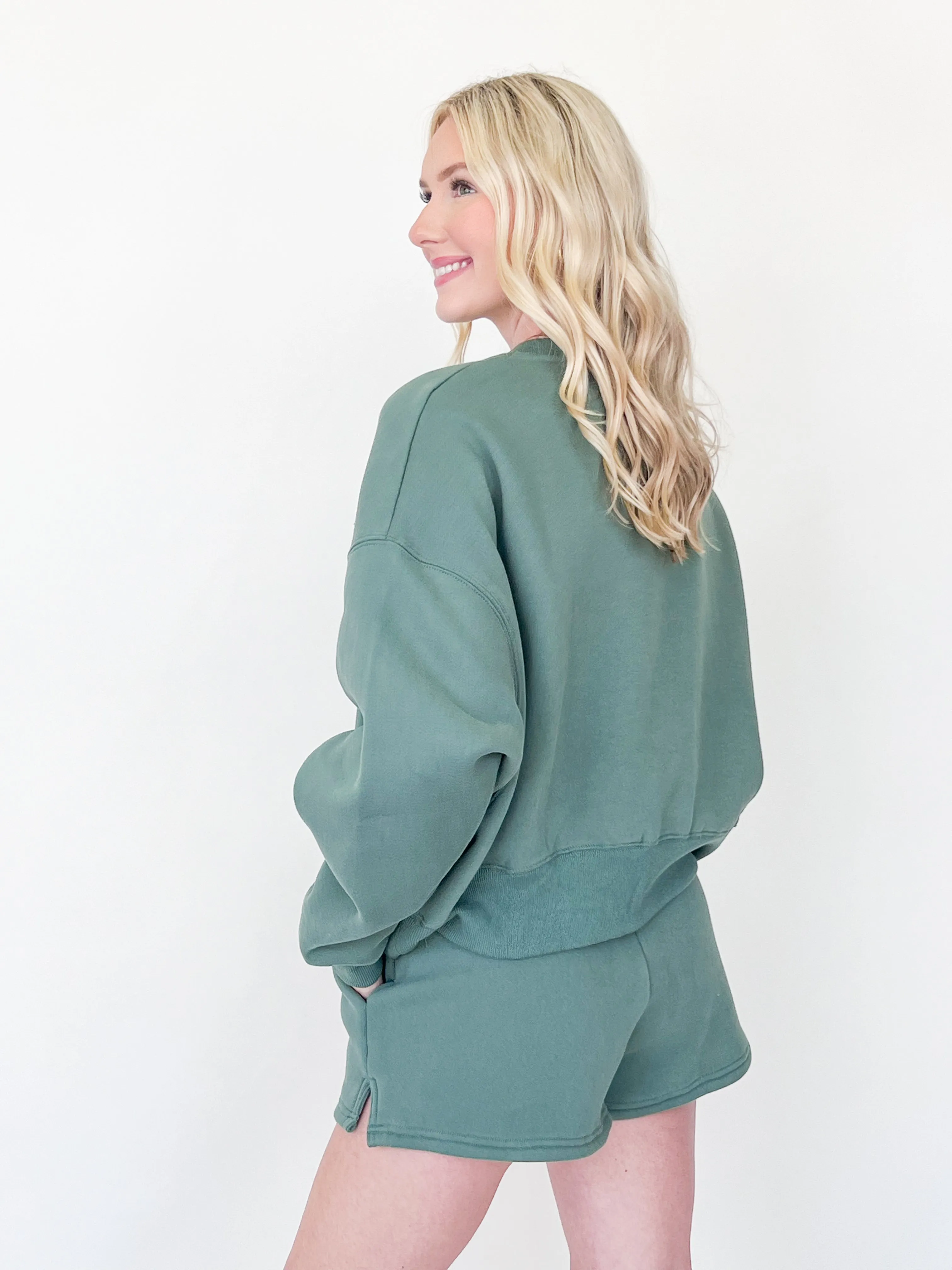 Maddy - Sweatshirt/ Shorts Set (Green)