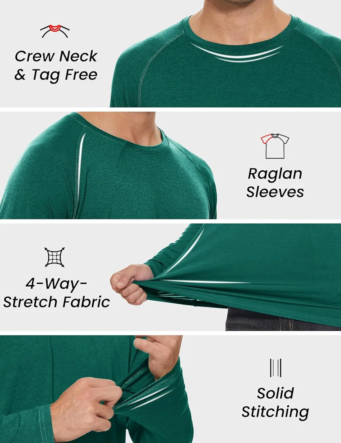 MAGCOMSEN Men's Long Sleeve Shirt Quick Dry UPF 50  Sun Protection Lightweight T-Shirt Athletic Workout Fishing Tee