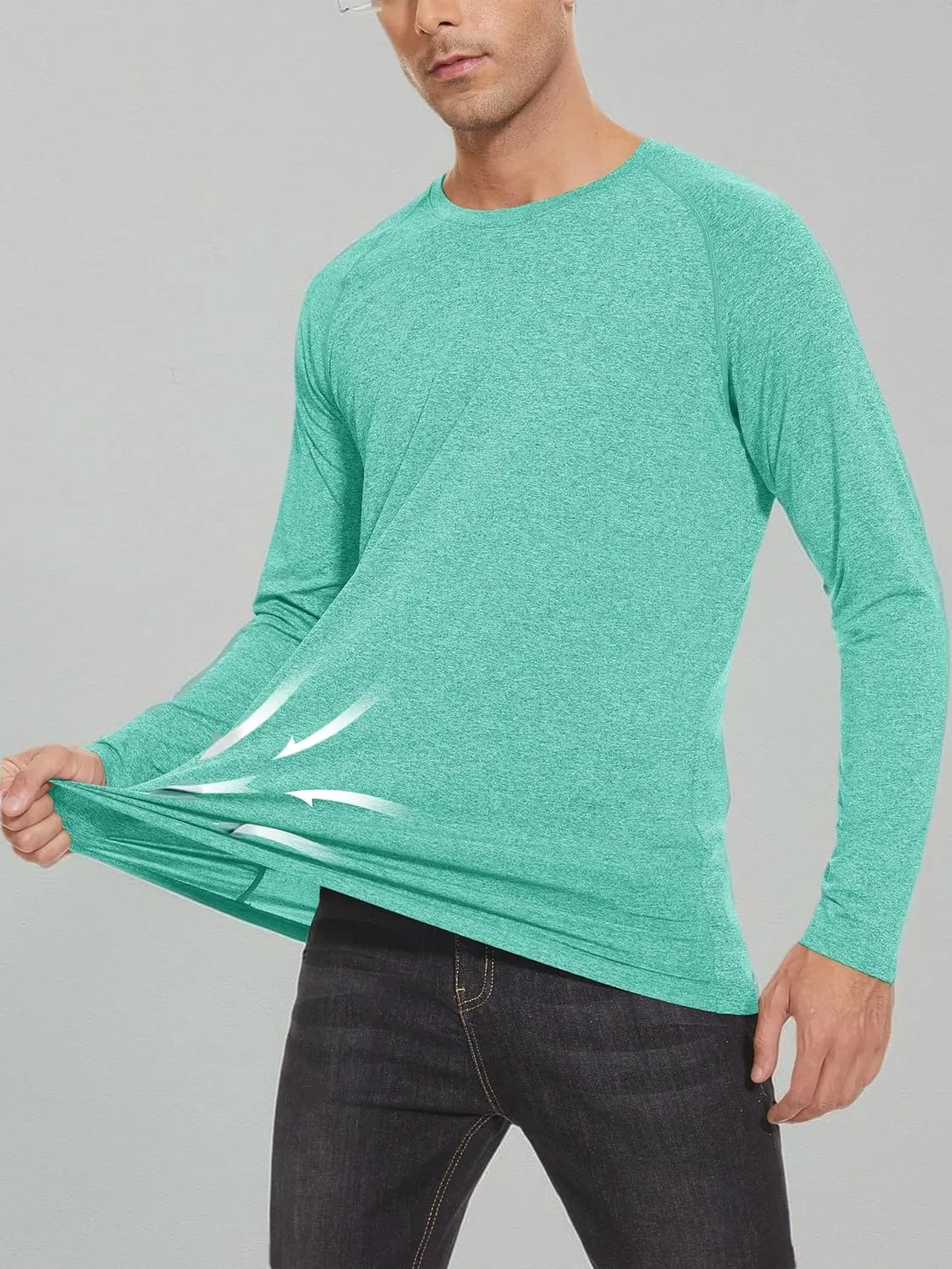 MAGCOMSEN Men's Long Sleeve Shirt Quick Dry UPF 50  Sun Protection Lightweight T-Shirt Athletic Workout Fishing Tee