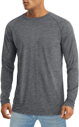 MAGCOMSEN Men's Long Sleeve Shirt Quick Dry UPF 50  Sun Protection Lightweight T-Shirt Athletic Workout Fishing Tee