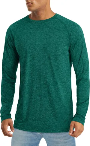 MAGCOMSEN Men's Long Sleeve Shirt Quick Dry UPF 50  Sun Protection Lightweight T-Shirt Athletic Workout Fishing Tee