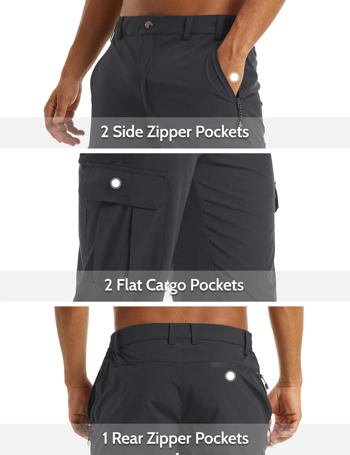 MAGCOMSEN Men's Workout Gym Shorts Quick Dry 3/4 Capri Pants Zipper Pockets Hiking Athletic Running Shorts