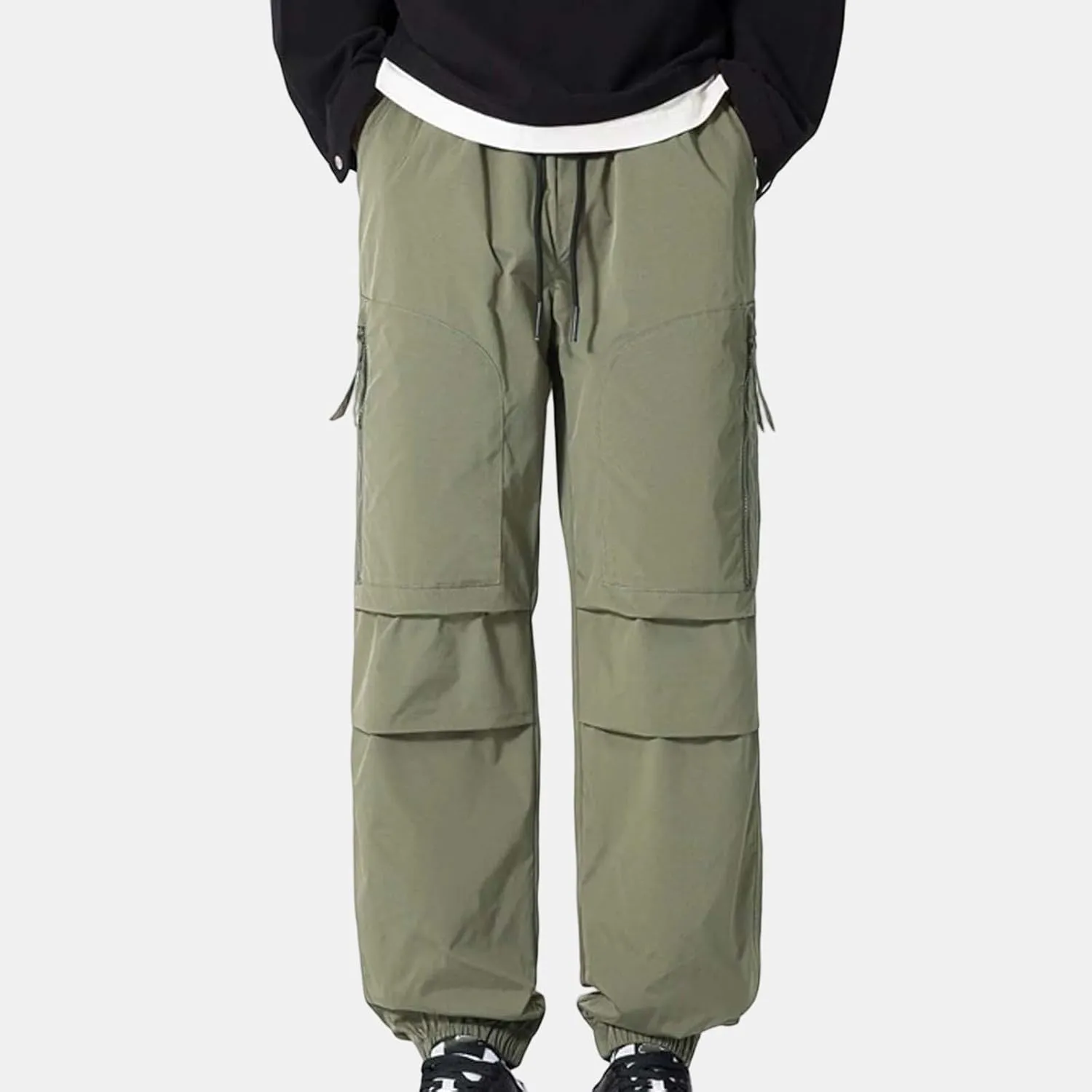 Man High Street Fashion Trend Pleated Design Straight Leather Pants Mens Big and Tall Pants