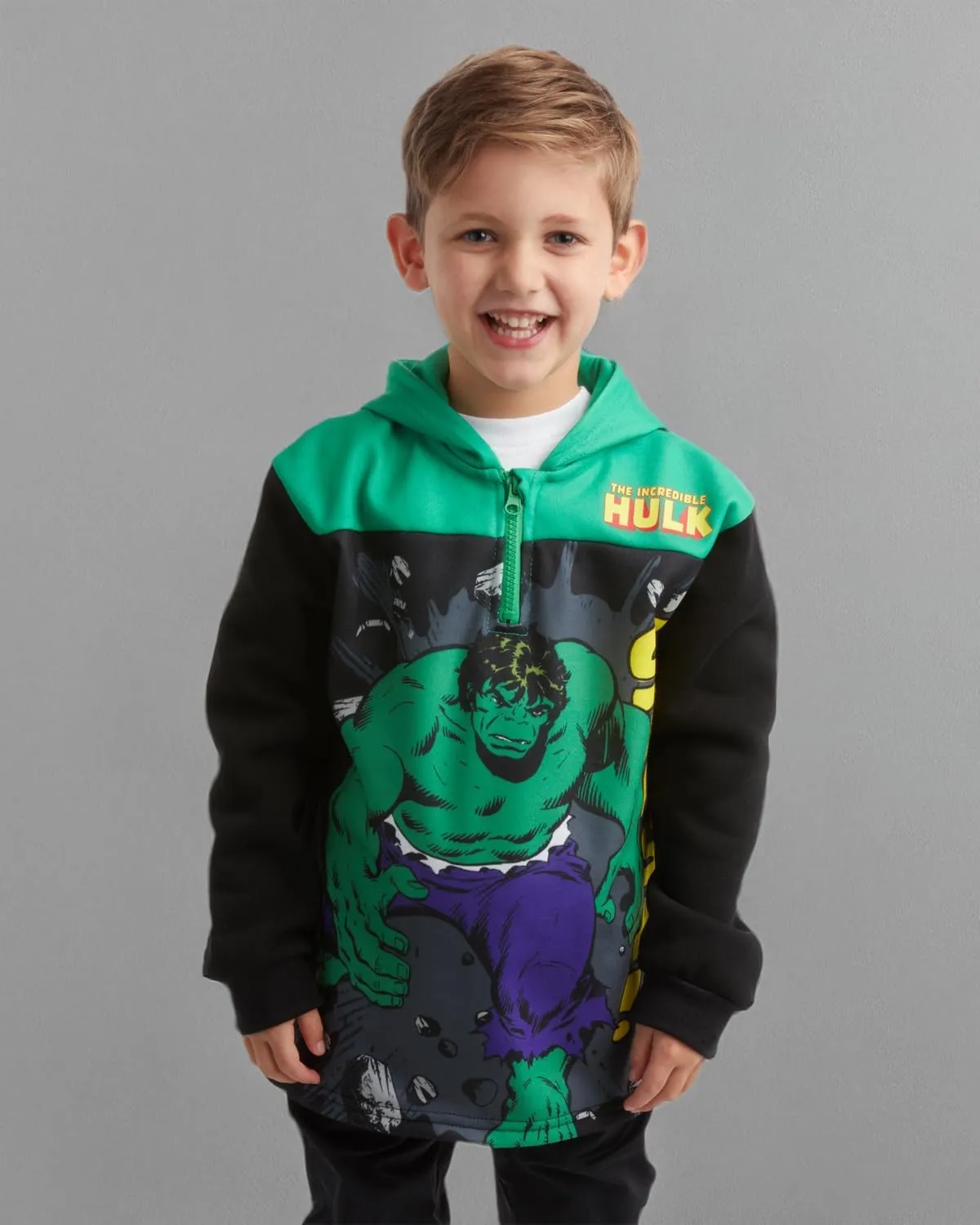 Marvel Boys' Spiderman Sweatshirt - Captain America, Iron Man, Hulk and Panther Quarter Zip Fleece Graphic Hoodie (2T-16)
