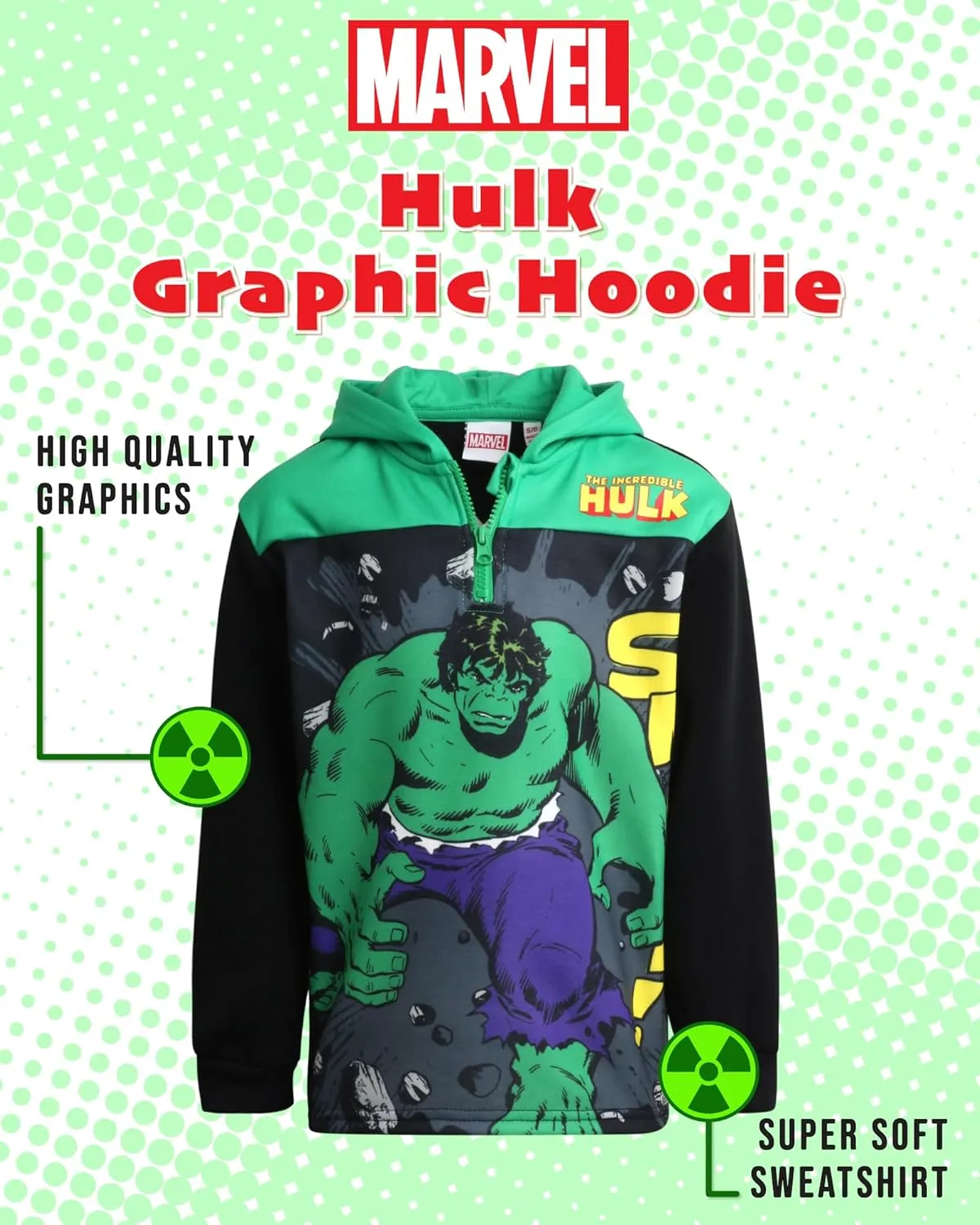 Marvel Boys' Spiderman Sweatshirt - Captain America, Iron Man, Hulk and Panther Quarter Zip Fleece Graphic Hoodie (2T-16)