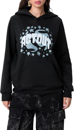Meiweileya Womens Y2k Star Graphic Print Hoodies Oversized Aesthetic Long Sleeve Pullover Tops