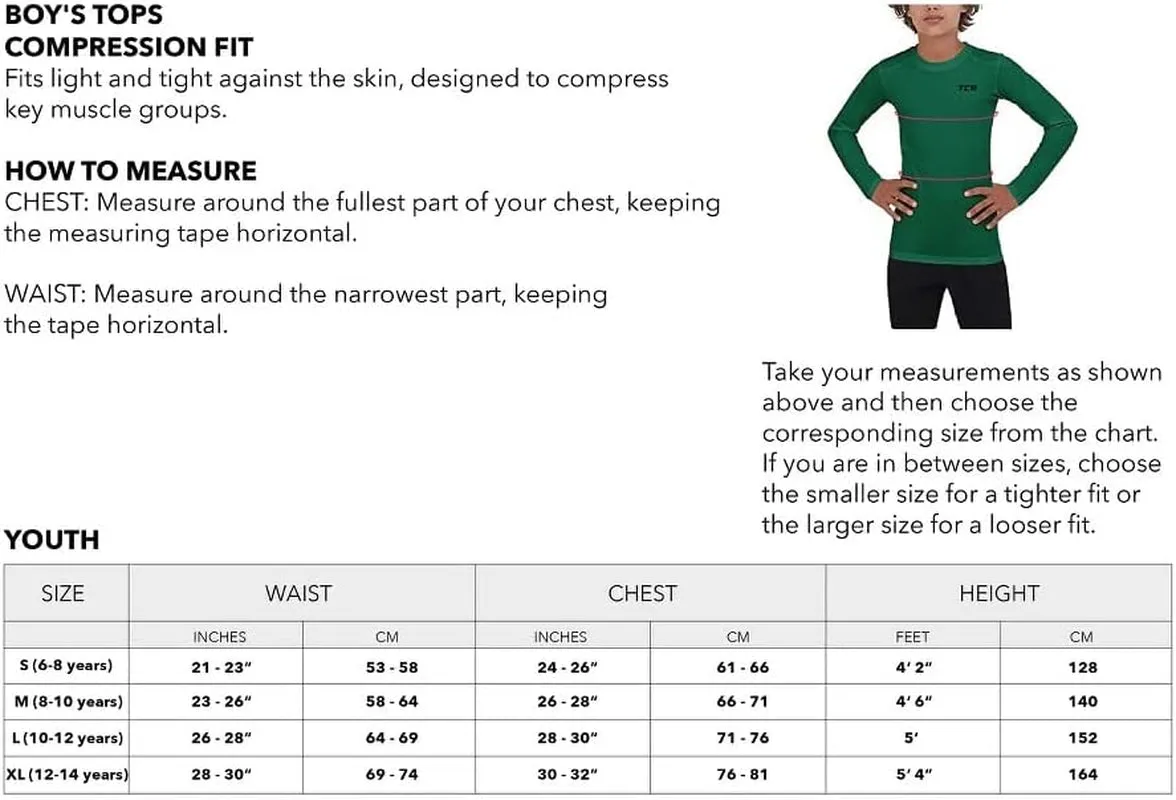 Men'S and Boys' Pro Performance Long Sleeve Running Compression Base Layer Top - Crew/Mock Neck