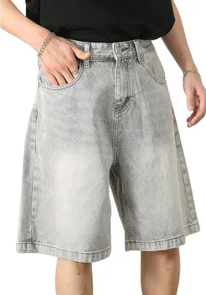 Mens Baggy Jean Shorts Loose Fit Jorts Summer Casual Wide Leg Denim Shorts Y2K with Pockets