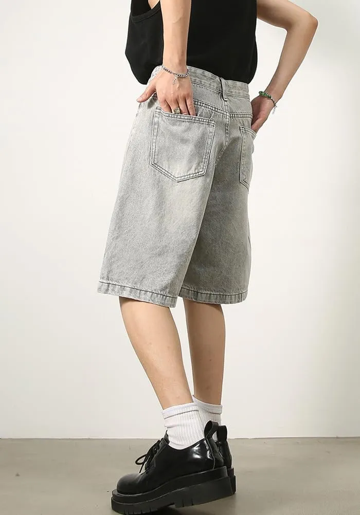Mens Baggy Jean Shorts Loose Fit Jorts Summer Casual Wide Leg Denim Shorts Y2K with Pockets